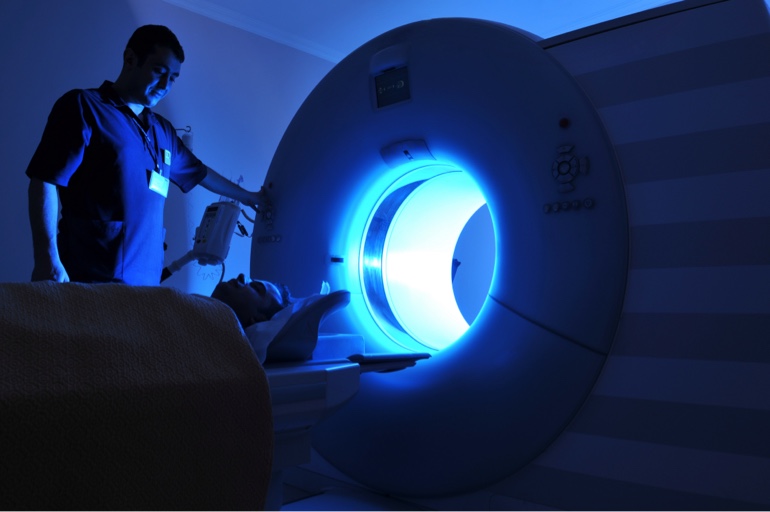 Man going into MRI